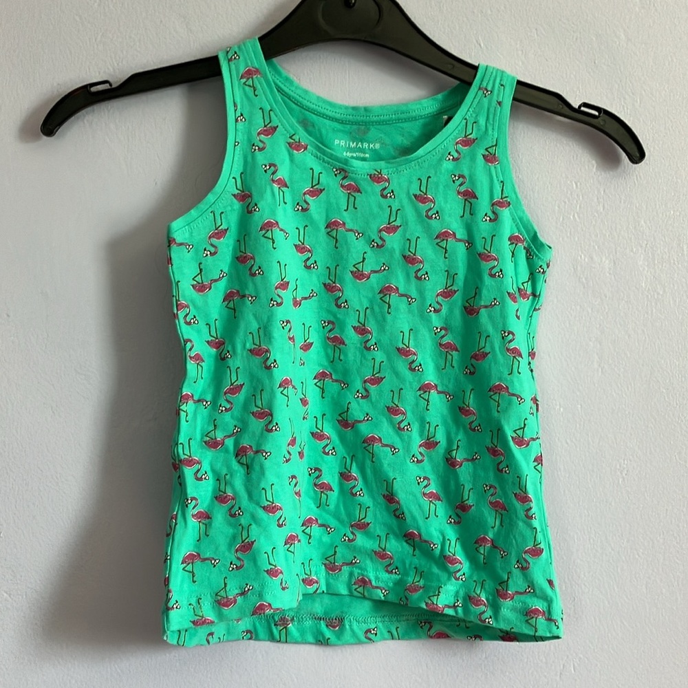 🆕 girls primark flamingo tank Sz 4/5 years